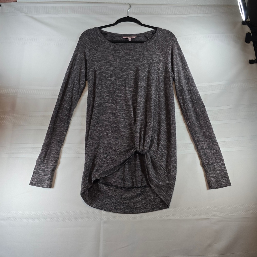 Juicy Couture Heathered Gray Twist-Front Long Sleeve Tunic Top